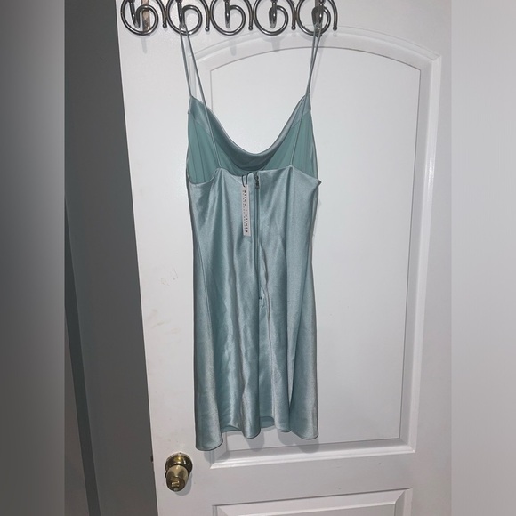 New! ALICE + OLIVIA  🩵 Harmony Drapey Mini Slip Dress in Icey Blue 🩵 Size 2 NWT! - Picture 11 of 14